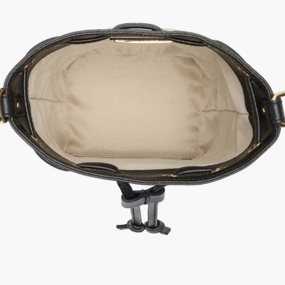 Valentino- Made in Italy-Black Crossbody Bucket Bag with Gold Chain - Picture 5 of 6